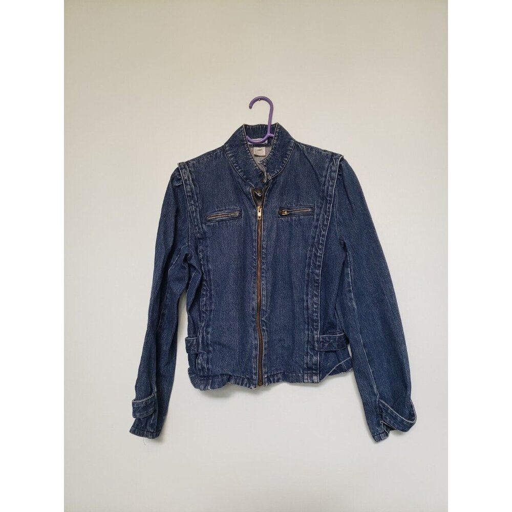 VINTAGE Robin Ross Womens Sz M Jean Jacket Long Sleeve Full Zip Medium Wash 1980